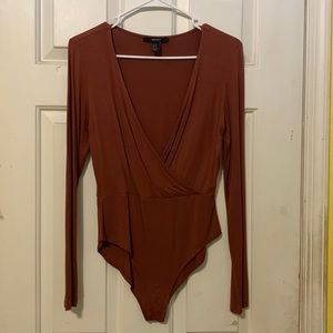 Brown v-neck bodysuit